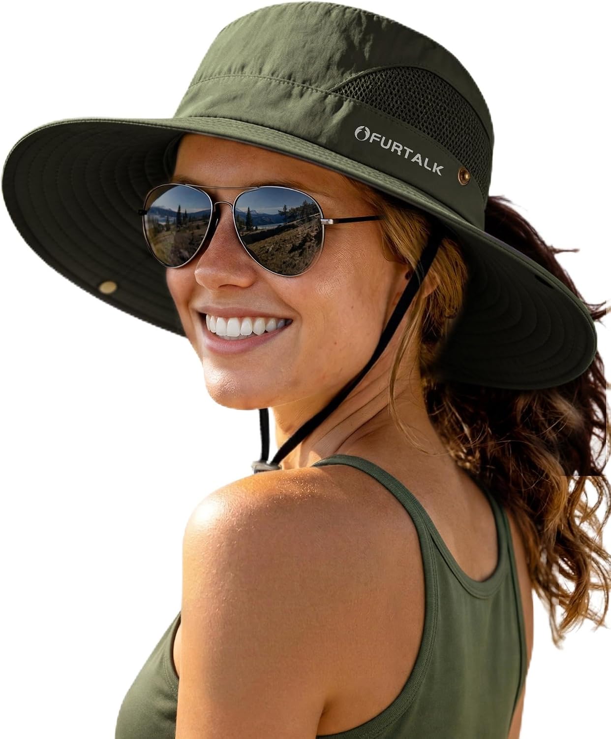 FURTALK Womens Sun Hat with Ponytail Hole Beach Hiking Summer Wide Brim UPF 50+ Outdoor Protection Foldable Bucket Hat Beige. One Size at Amazon Women's Clothing store