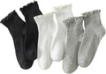 Hstyle Ruffle Socks Women. 6 Pairs of White Breathable Cool Ankle Socks