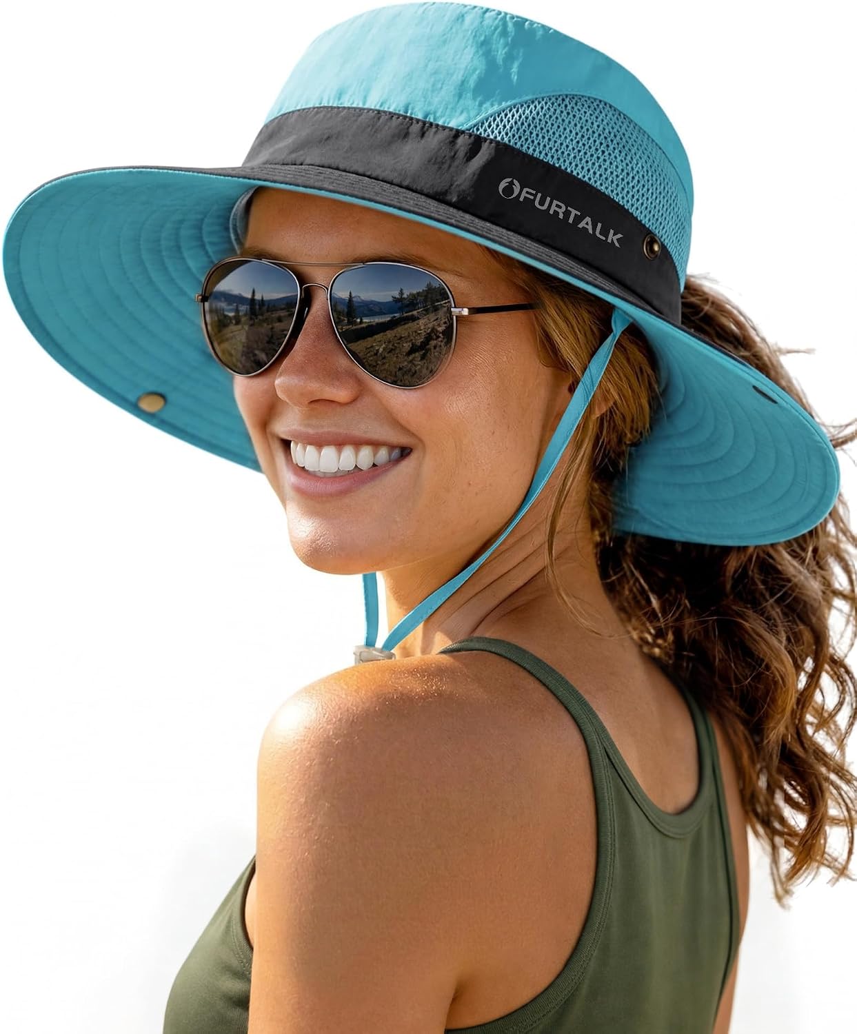 FURTALK Womens Sun Hat with Ponytail Hole Beach Hiking Summer Wide Brim UPF 50+ Outdoor Protection Foldable Bucket Hat Beige. One Size at Amazon Women's Clothing store