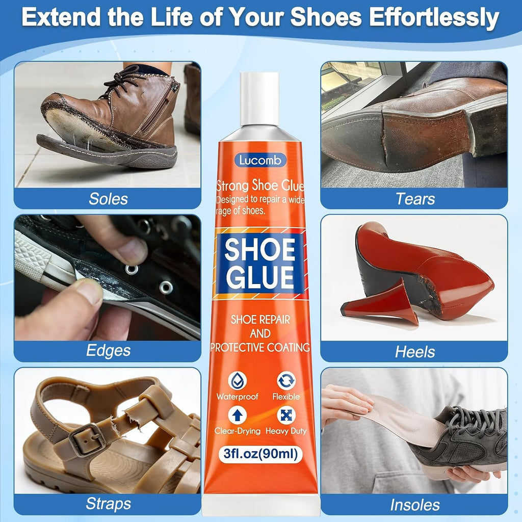 Shoe Glue Soles Repair| 180 ML Heavy Duty Clear Shoe Sole Repair Glue. Waterproof. High-Strength Adhesive. Dries in 24 Hrs| Strong Glue Shoe for Soles. Heels & Repair on Boots. Leather. Rubber. Canvas