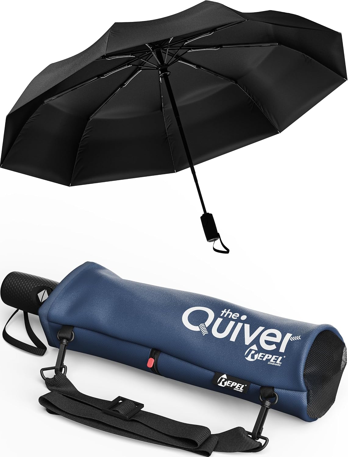 Windproof Travel Umbrella - Compact & Withstands Winds up to 100MPH. Strongest Premium Auto Folding Umbrella for Rain and Sun - Durable. Light & Portable for Women & Men. Fits Backpack & Cars