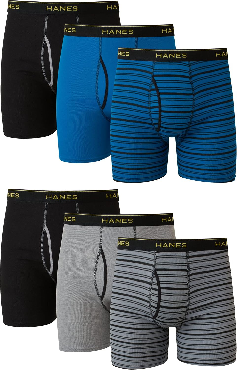 Hanes Men Hanes Boxer Briefs. Cool Dri Moisture-Wicking Underwear. Cotton No-Ride-up for Men. 6 Pack. Black/Grey. Medium at Amazon Men's Clothing store