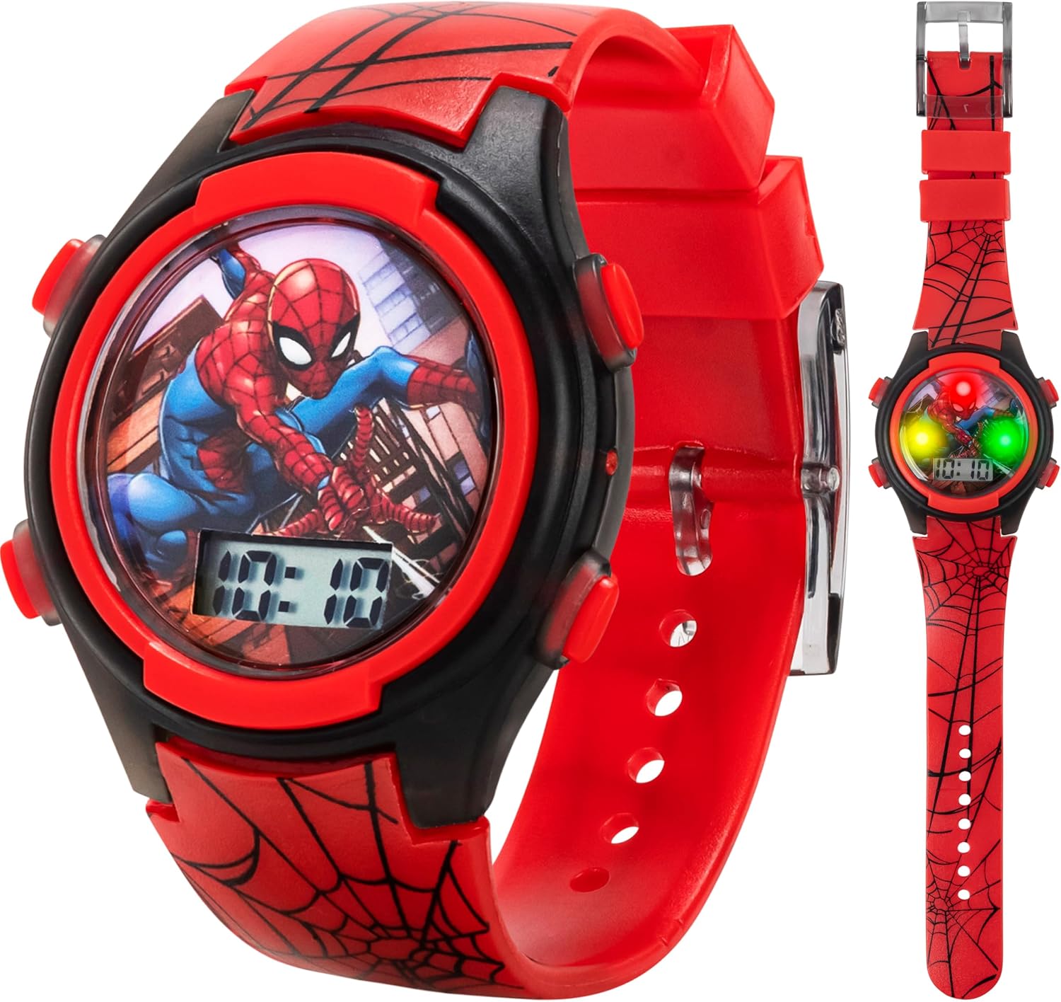 Accutime Marvel Spider-Man Digital Watch for Kids – Durable Plastic Timepiece. LCD Display. Quartz Accuracy. Iconic Spiderman Imagery