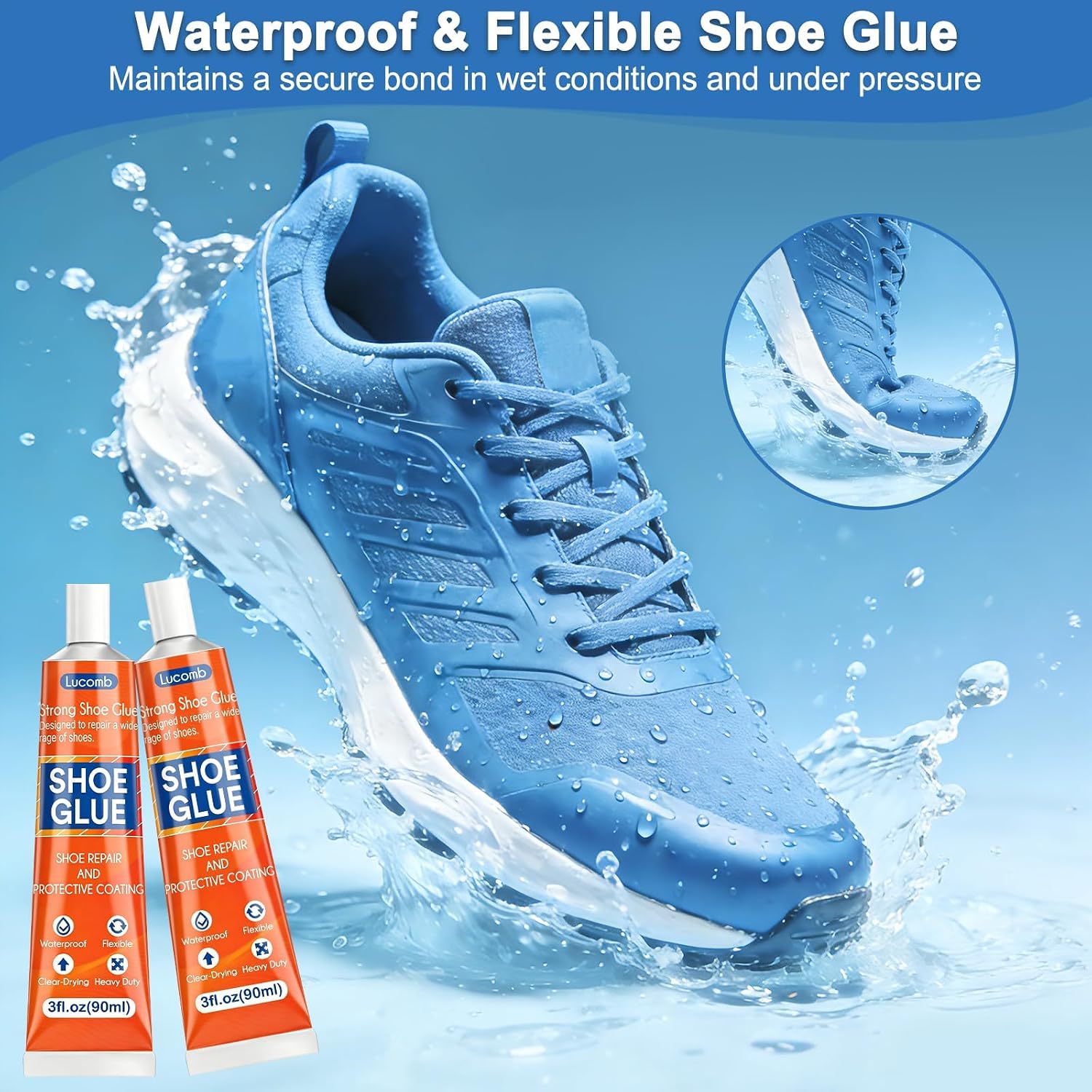 Shoe Glue Soles Repair| 180 ML Heavy Duty Clear Shoe Sole Repair Glue. Waterproof. High-Strength Adhesive. Dries in 24 Hrs| Strong Glue Shoe for Soles. Heels & Repair on Boots. Leather. Rubber. Canvas