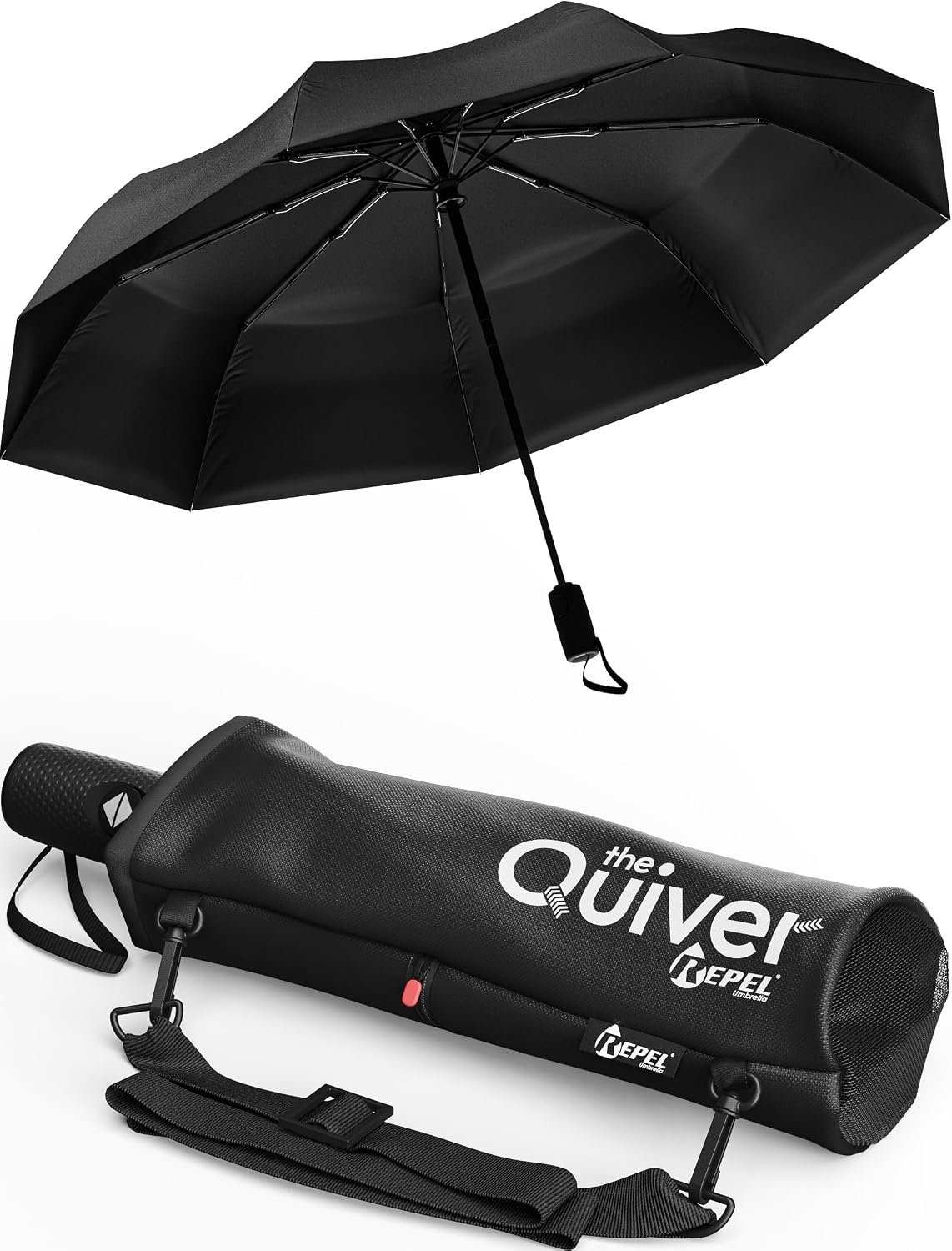 Windproof Travel Umbrella - Compact & Withstands Winds up to 100MPH. Strongest Premium Auto Folding Umbrella for Rain and Sun - Durable. Light & Portable for Women & Men. Fits Backpack & Cars