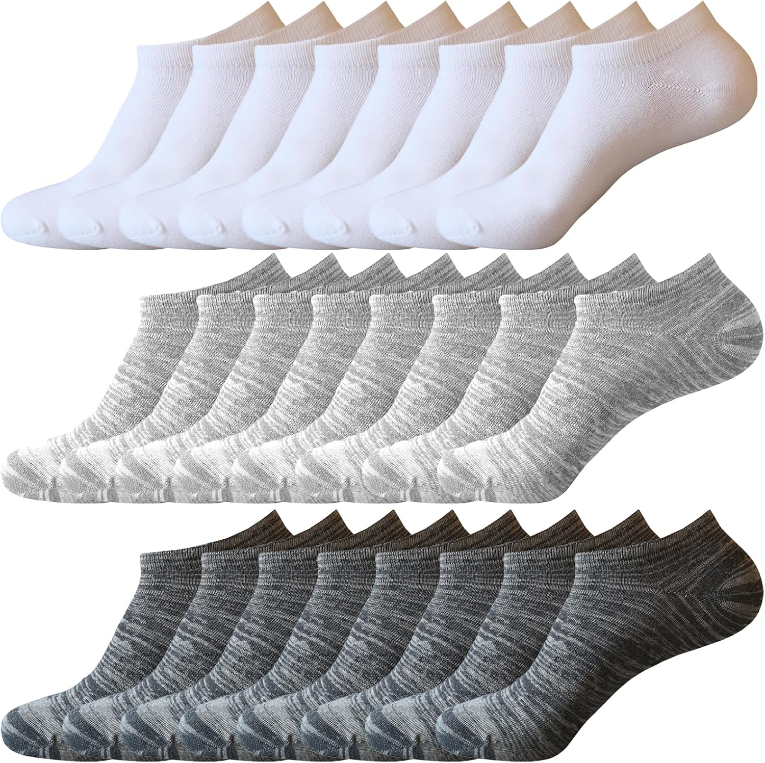 Looknniy 20 Pairs Low Cut Ankle Socks for Women No Show Casual Socks Breathable Athletic Socks Bulk for Sport