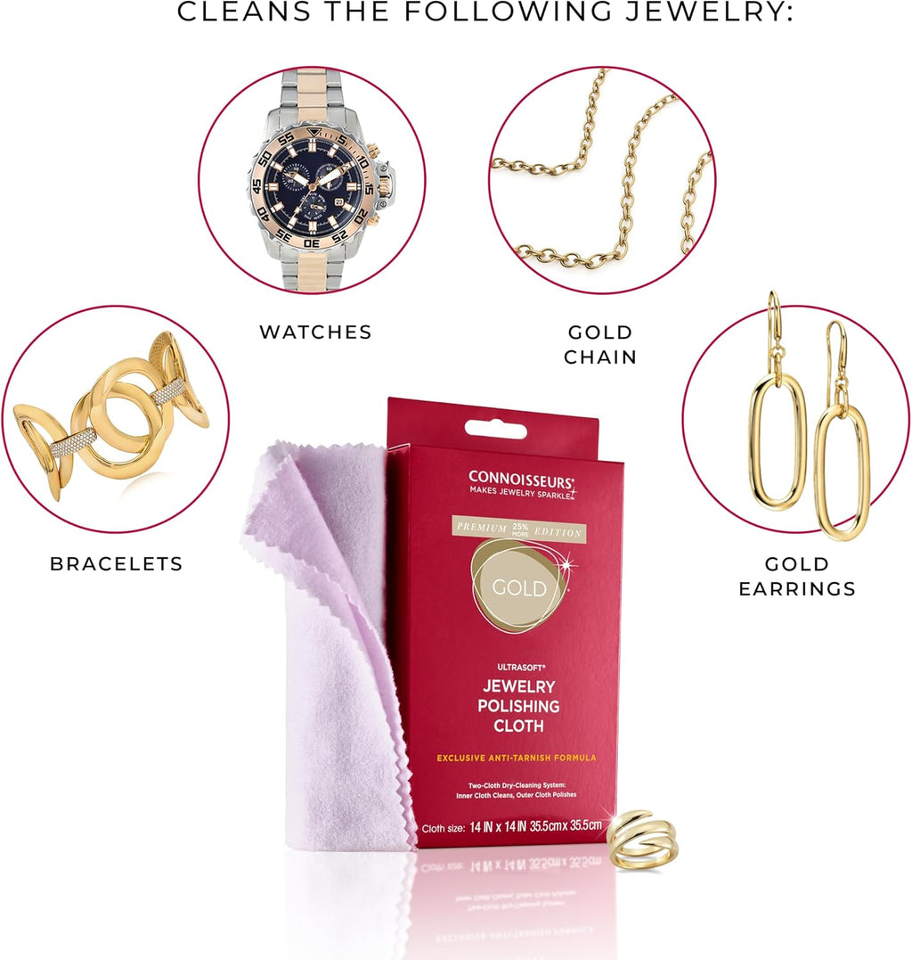 CONNOISSEURS - Fine Jewelry Cleaner Solution - 9.6 fl oz | Premium Edition - For Gold. Diamonds. Platinum. and Gemstones - Restores Brilliance in Seconds