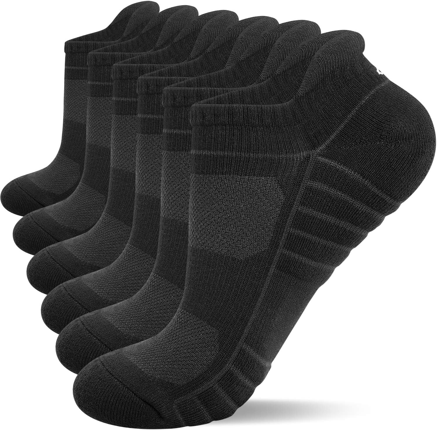 Lapulas Athletic Ankle Socks. Low Cut Cushioned Anti-Blister Running Tab Sports Socks for Men and Women 6Pairs (White. M)