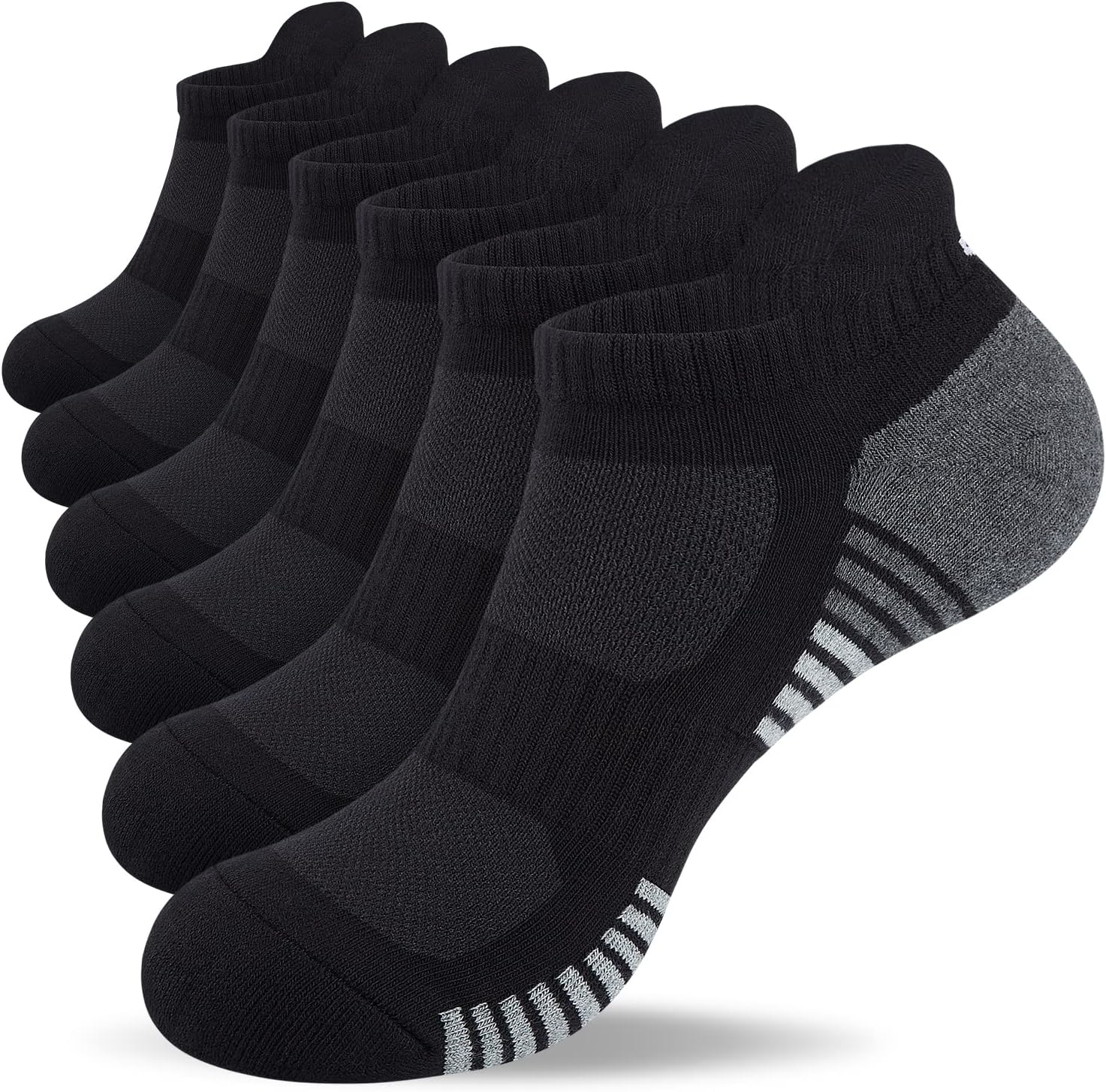 Lapulas Athletic Ankle Socks. Low Cut Cushioned Anti-Blister Running Tab Sports Socks for Men and Women 6Pairs (White. M)