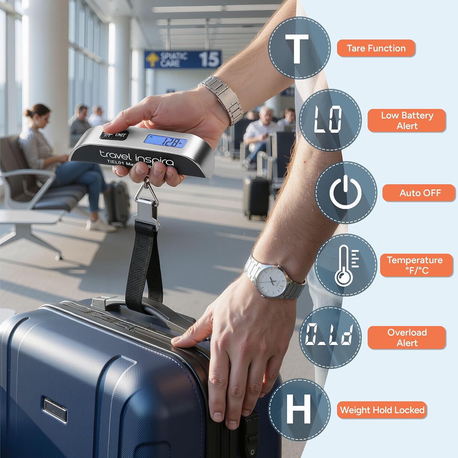 Amazon.com | travel inspira Luggage Scale Digital Suitcase Weight Scale for Travel | Blue Backlight. Rubber Paint Handle. Tare & Data Lock. Auto-Off. Battery Included. 110 Pounds. Travel Essentials | Luggage Scales