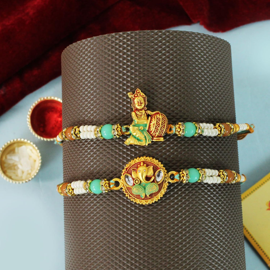 TIED RIBBONS Rakhi for Brother Set of 2 with Gift Set | Set of Rakhi | Roli Tika - Rakshabandhan Bracelet for Brother