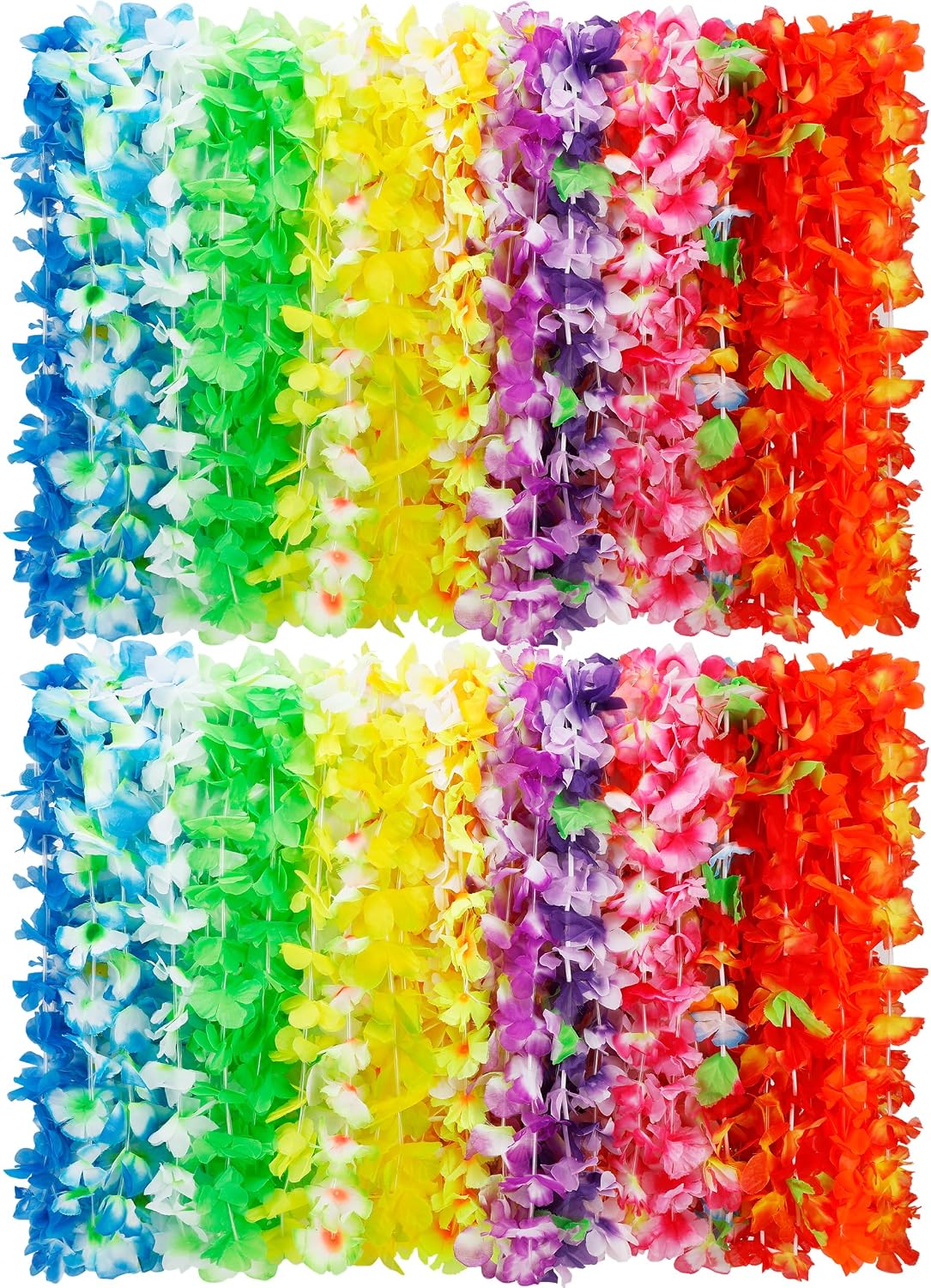 Hawaiian Leis. 24PCS Hawaiian Party Decorations Silk Flower Necklace | Colorful Luau Party Decorations. Tropical Designs Leis. Hula Dance Costume Accessories. Great for Summer Beach & Pool Party
