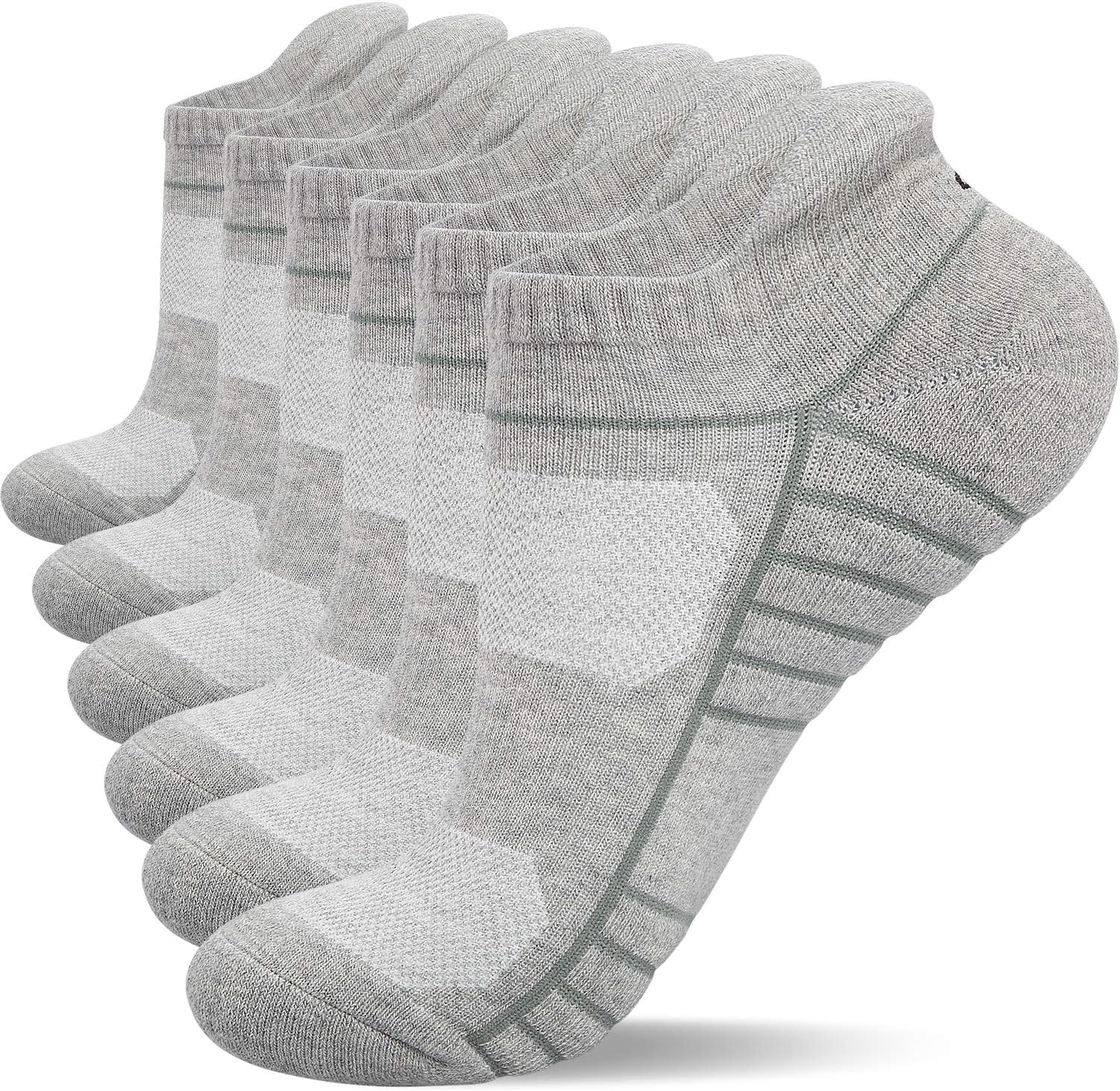 Lapulas Athletic Ankle Socks. Low Cut Cushioned Anti-Blister Running Tab Sports Socks for Men and Women 6Pairs (White. L)