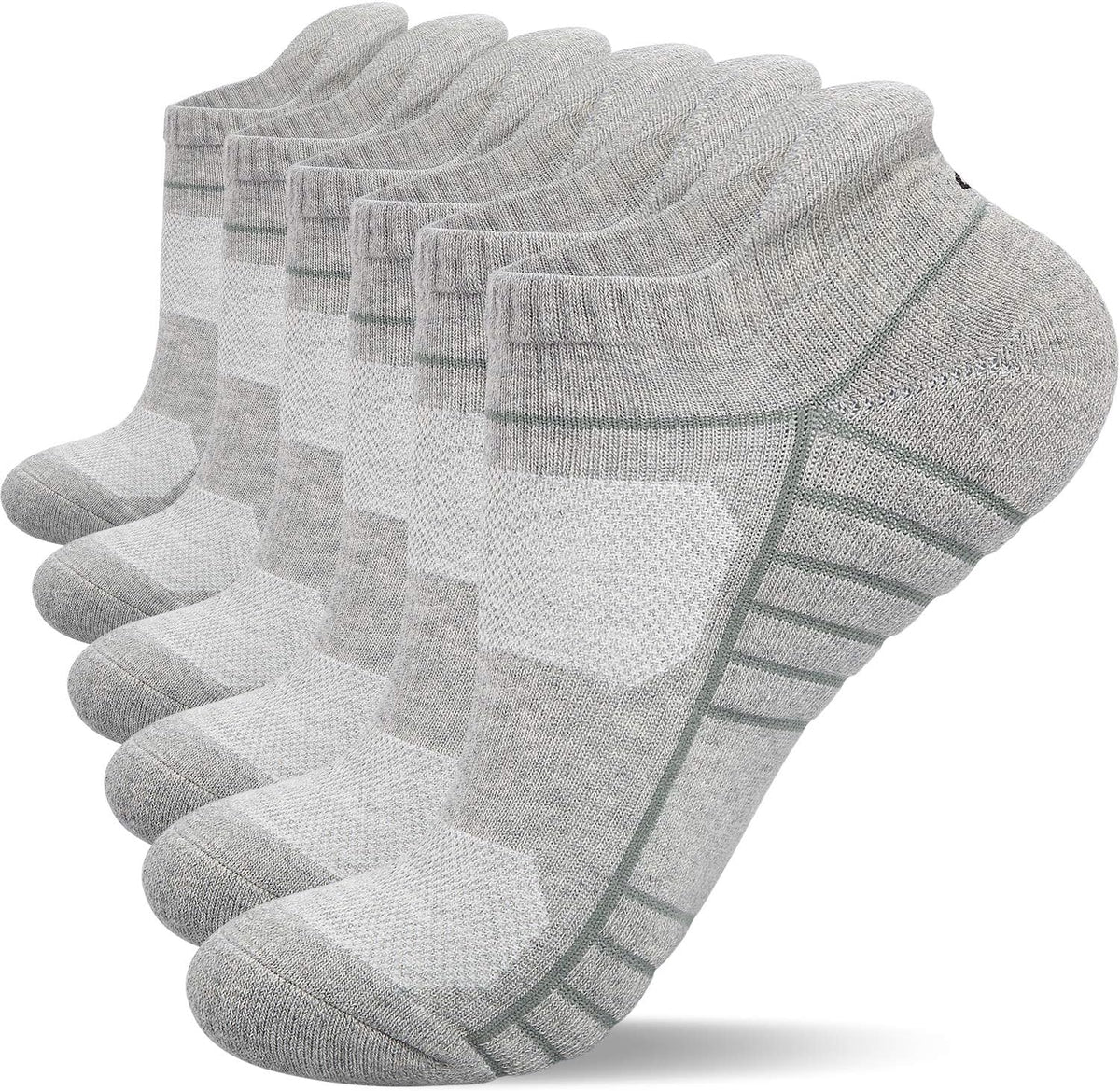Lapulas Athletic Ankle Socks. Low Cut Cushioned Anti-Blister Running Tab Sports Socks for Men and Women 6Pairs (White. M)