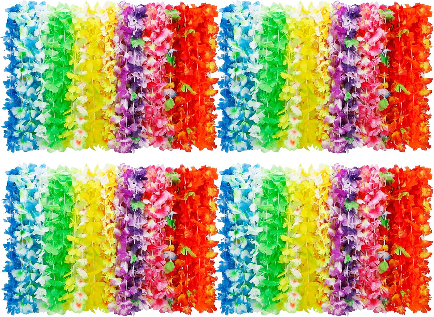 Hawaiian Leis. 24PCS Hawaiian Party Decorations Silk Flower Necklace | Colorful Luau Party Decorations. Tropical Designs Leis. Hula Dance Costume Accessories. Great for Summer Beach & Pool Party